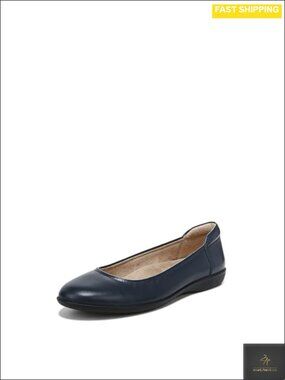 Leather Slip On Ballet Flats Almond Toe Cushioned Flexible Comfort Shoes